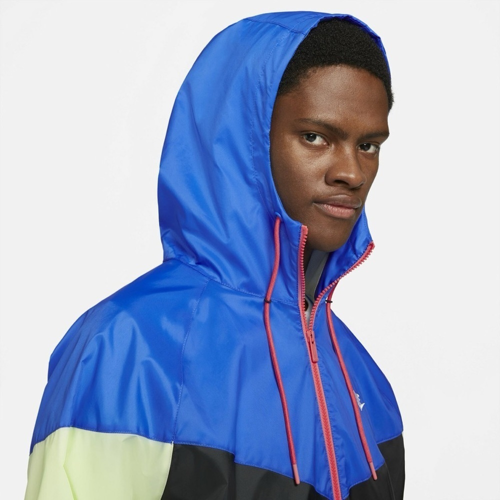 Nike Windrunner Hooded Jacket medium black blue green windbreaker lightweight - Picture 3 of 14